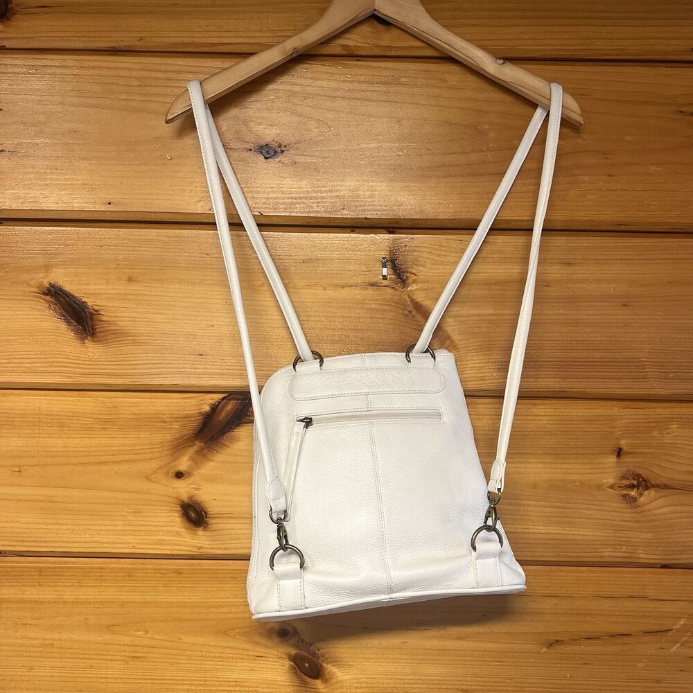 Clarks Cream Genuine Leather Convertible Backpack Shoulder Bag Purse